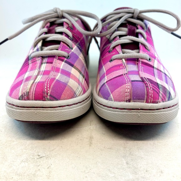 Dansko Pink Purple Plaid Madras Brandi Lace Up Sneakers, size 37 6.5 7 - Picture 3 of 11